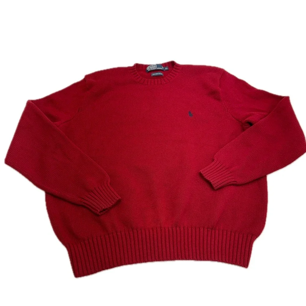Polo Ralph Lauren Sweater Mens XL Red Preppy Old Money Aesthetic